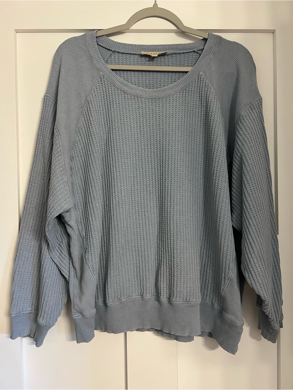 Market Pale Blue Waffle Knit Scoop Crew